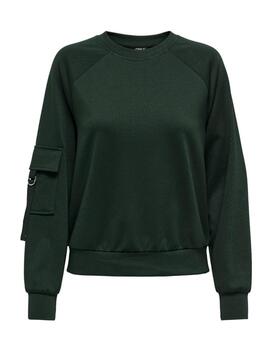 Sudadera Only Corinne verde oscuro tipo cargo para mujer