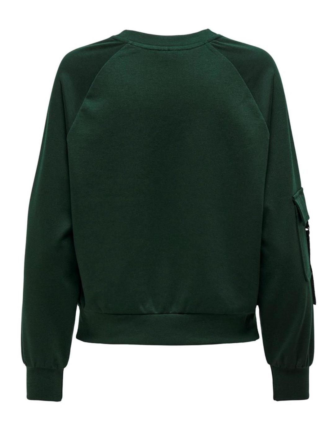 Sudadera Only Corinne verde oscuro tipo cargo para mujer