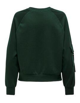 Sudadera Only Corinne verde oscuro tipo cargo para mujer