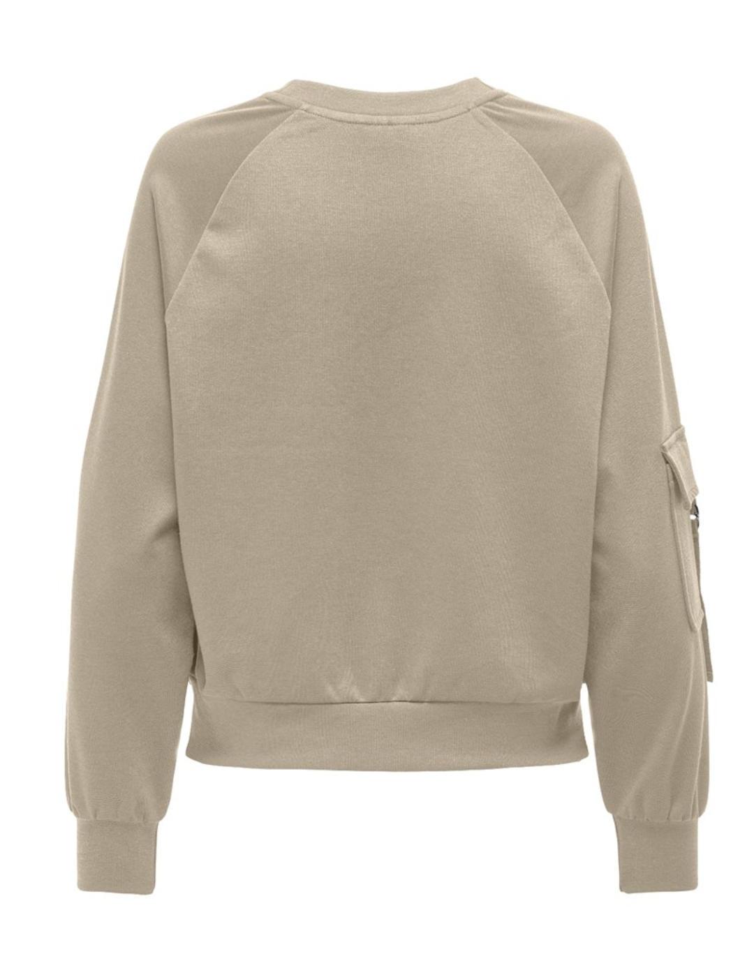 Sudadera Only Corinne beige tipo cargo para mujer