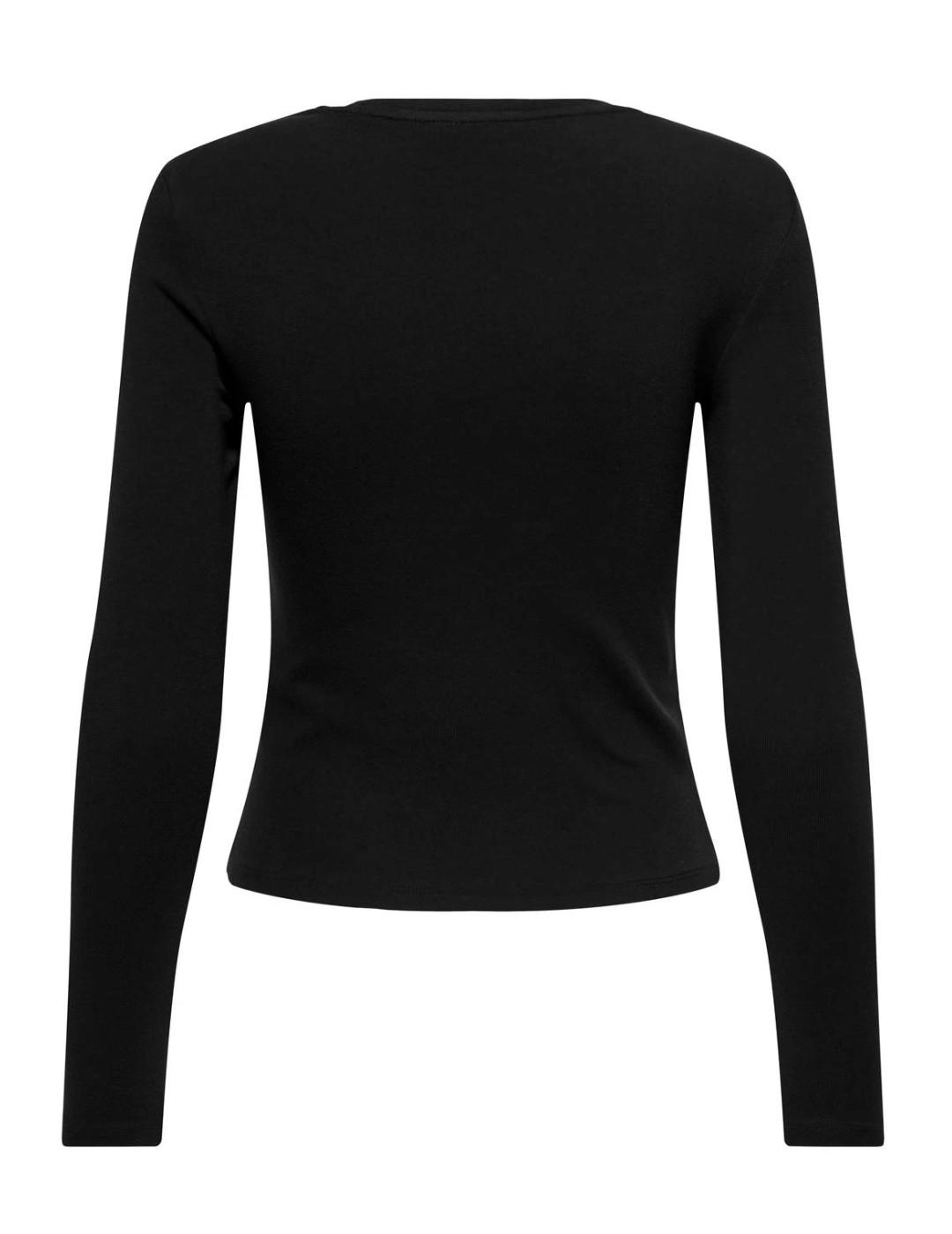 Camiseta básica Only Riley negro manga larga para mujer