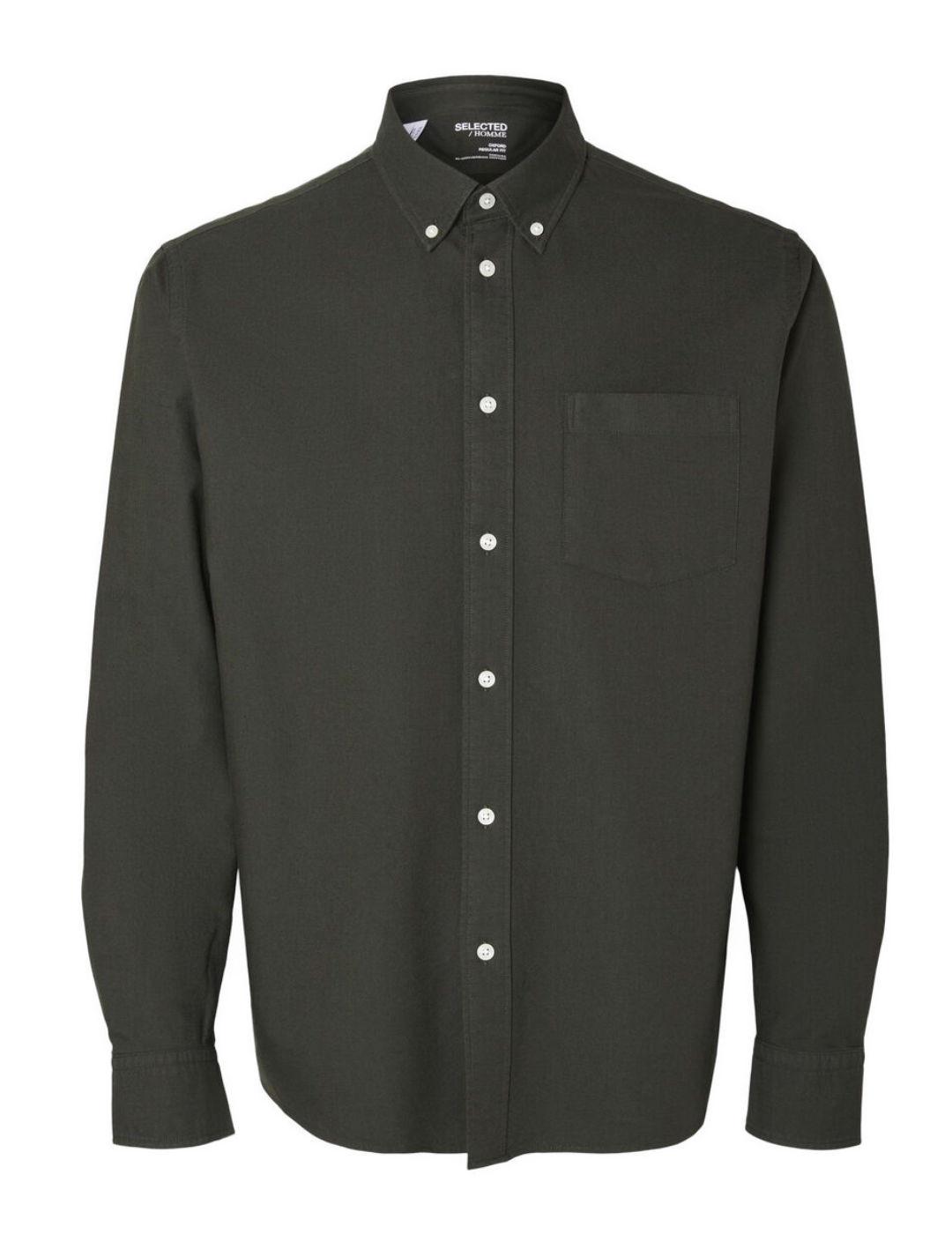 Camisa Oxford Selected Grick verde regular fit para hombre