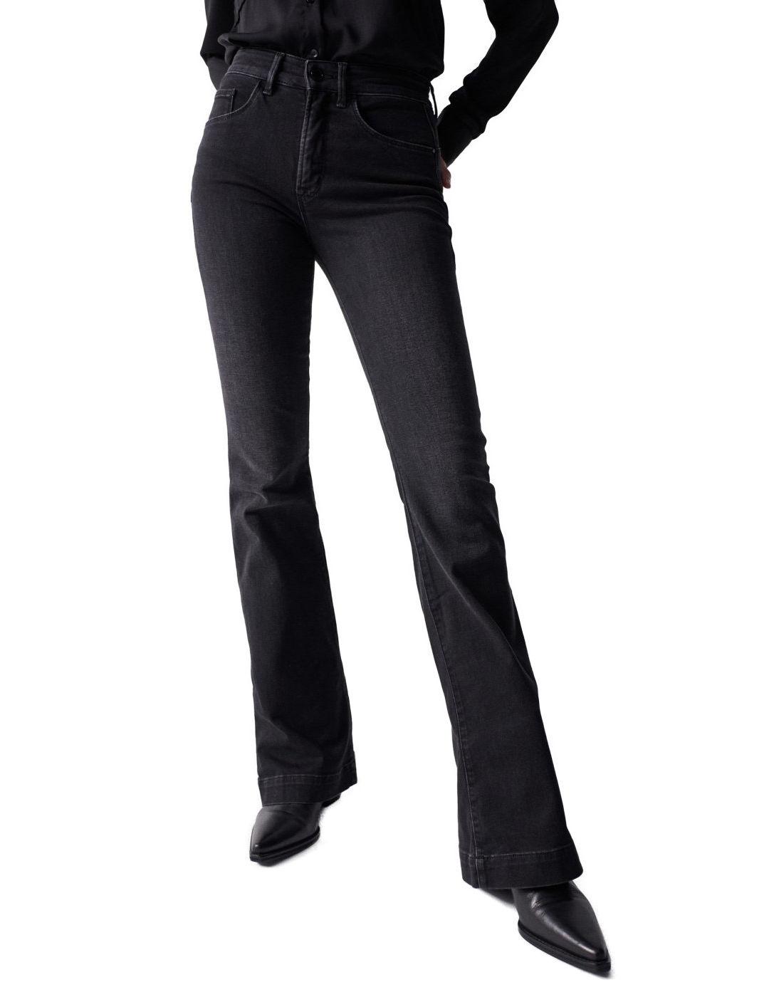 Pantalón vaquero Salsa Faiht push in flare negro mujer