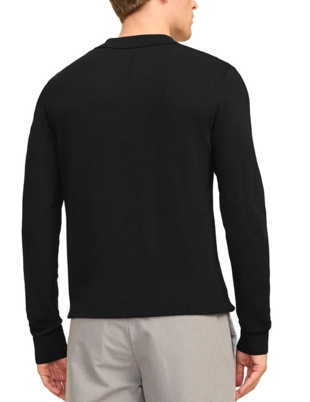 Polo de punto Jack&Jones Blawilliam negro manga larga hombre