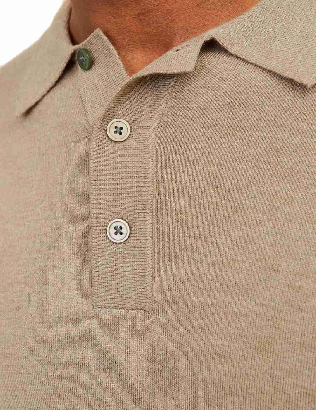 Polo de punto Jack&Jones Blawilliam beige manga larga hombre