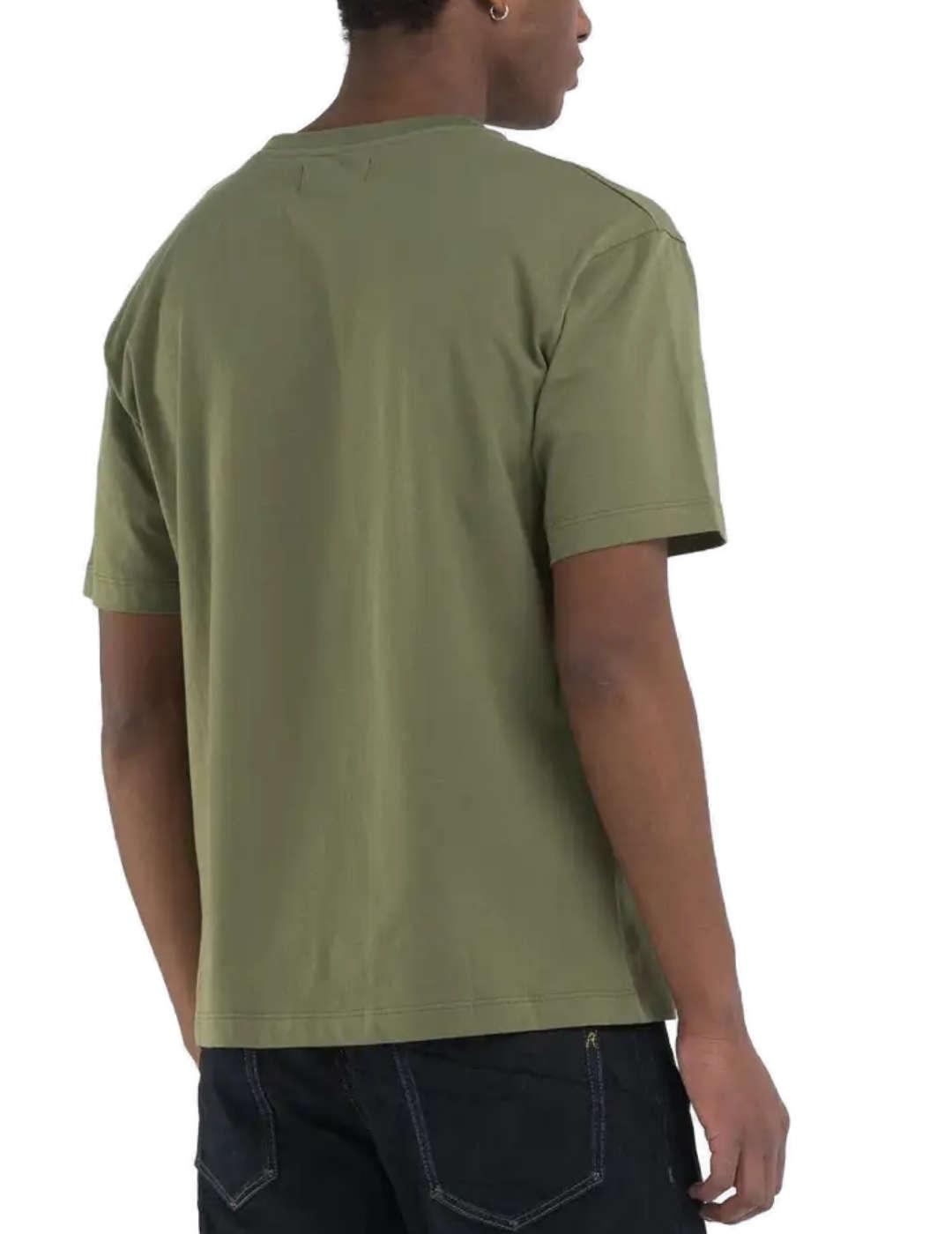 Camiseta Replay verde tigre manga corta para hombre