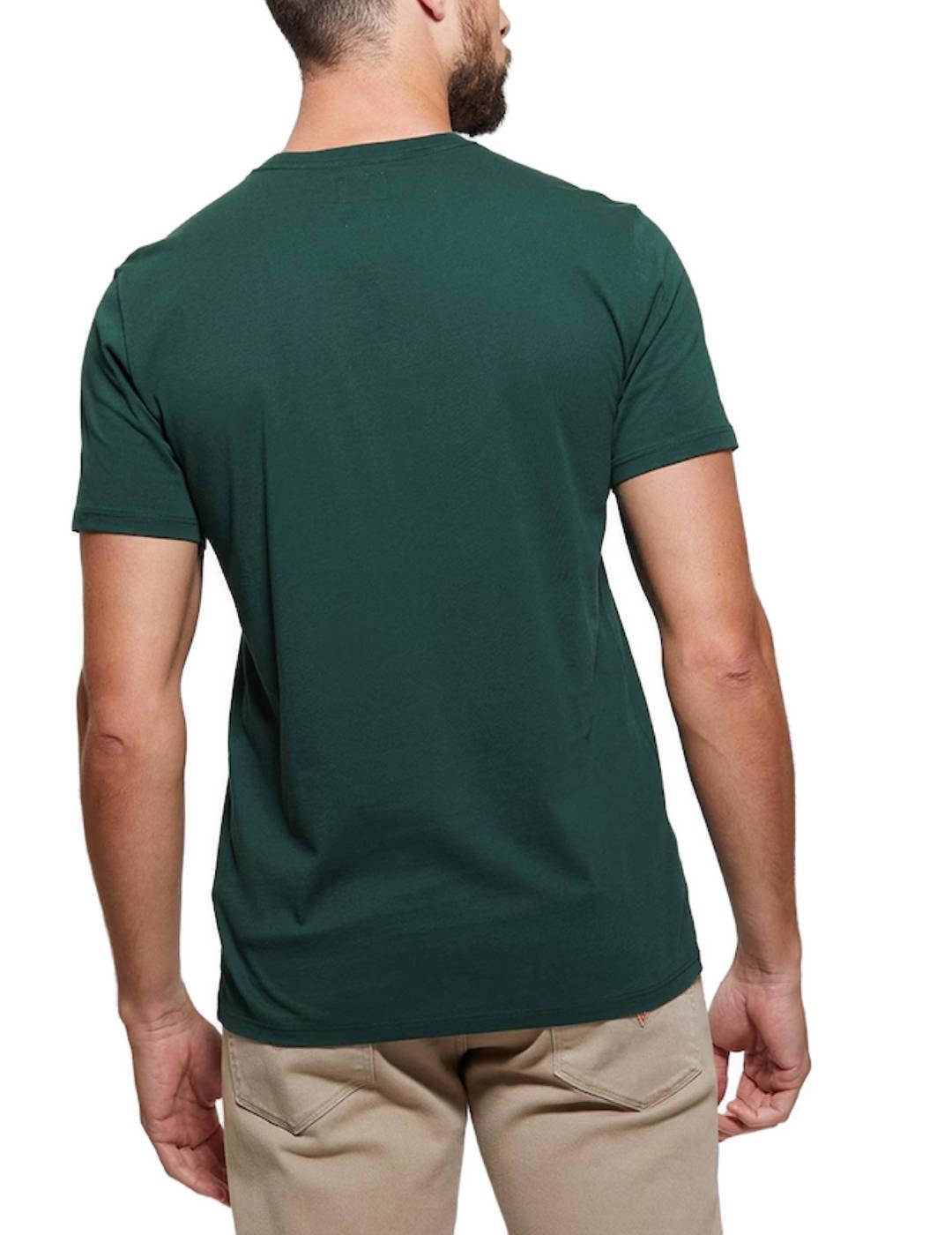 Camiseta Guess Pima verde oscuro manga corta para hombre