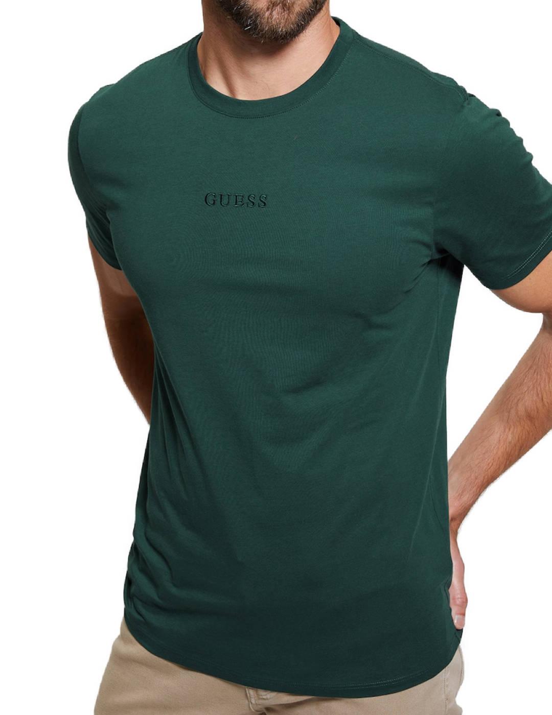 Camiseta Guess Pima verde oscuro manga corta para hombre