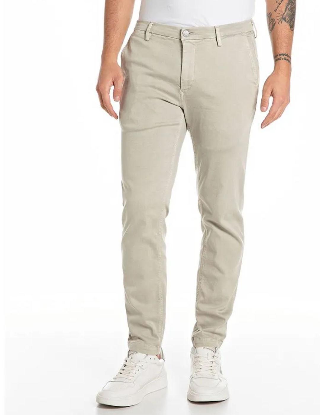 Pantalón chino Replay Zeumar crudo slim fit para hombre