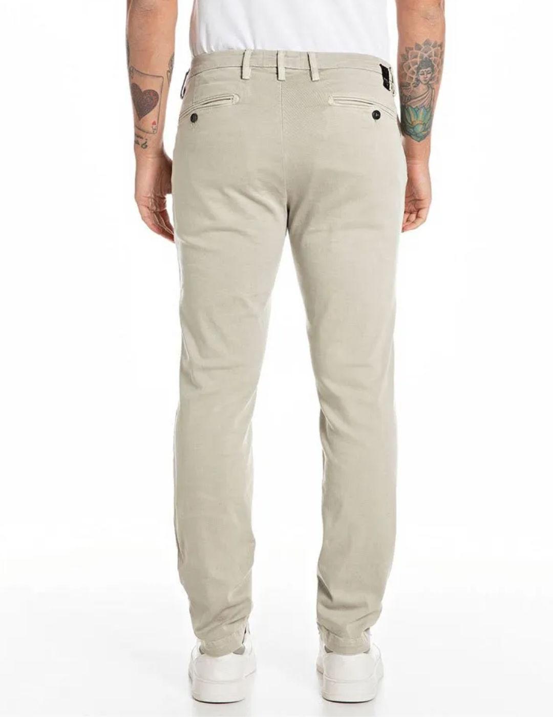 Pantalón chino Replay Zeumar crudo slim fit para hombre