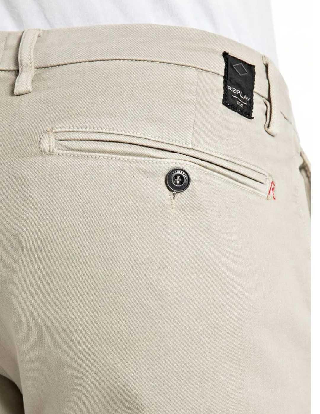 Pantalón chino Replay Zeumar crudo slim fit para hombre