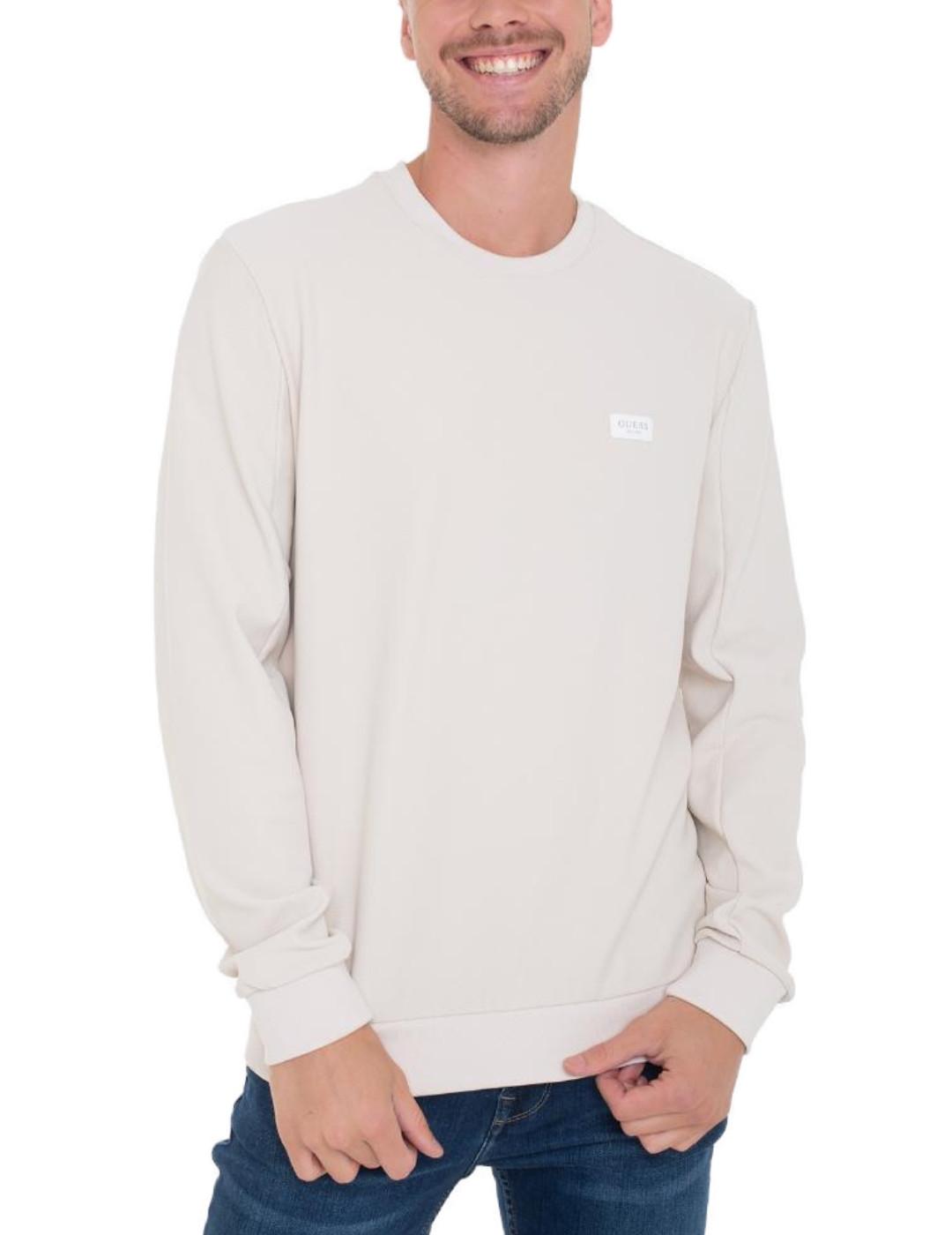 Sudadera Guess Tech beige sin capucha para hombre