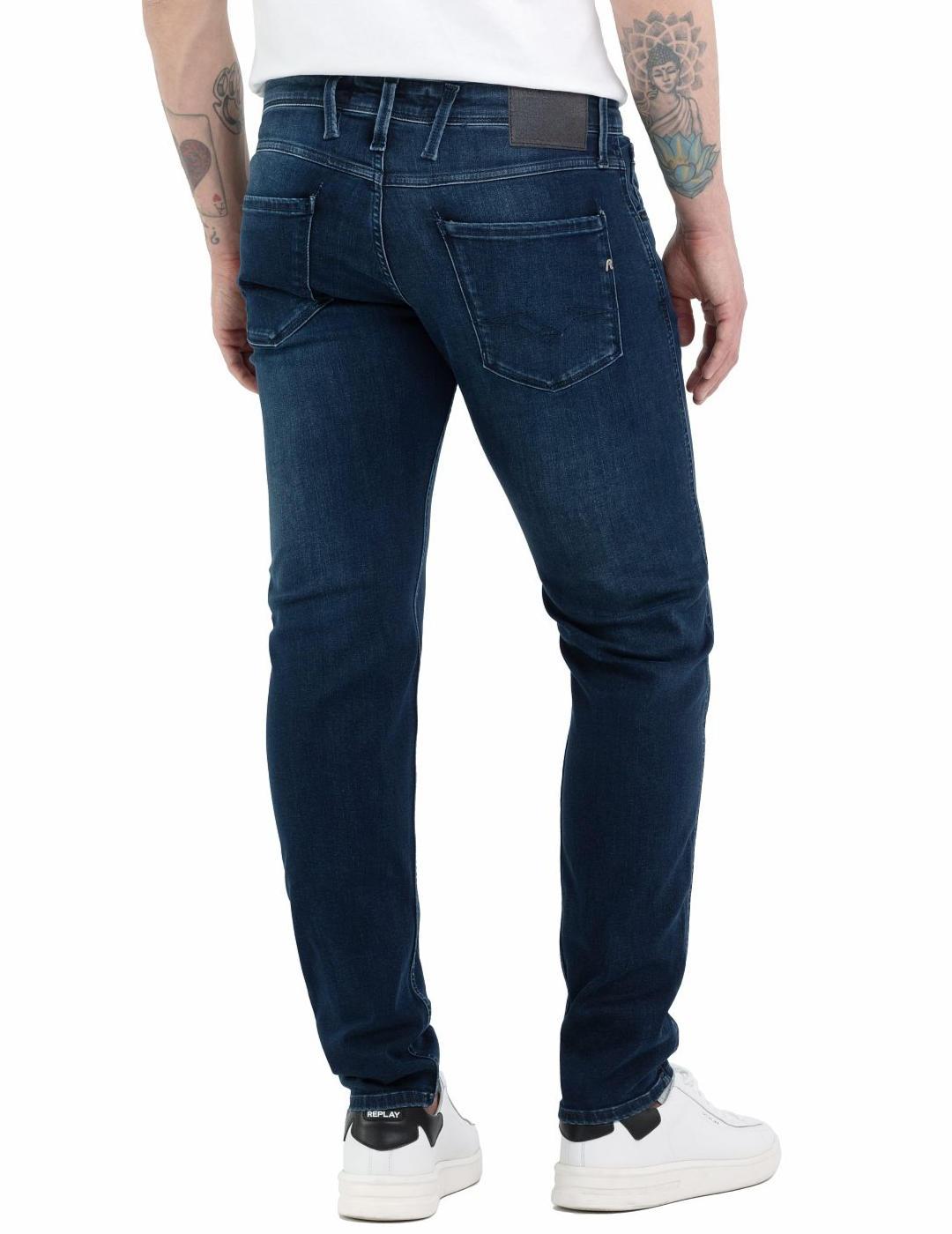 Pantalón vaquero Replay Ambass marino Hyperflex de hombre