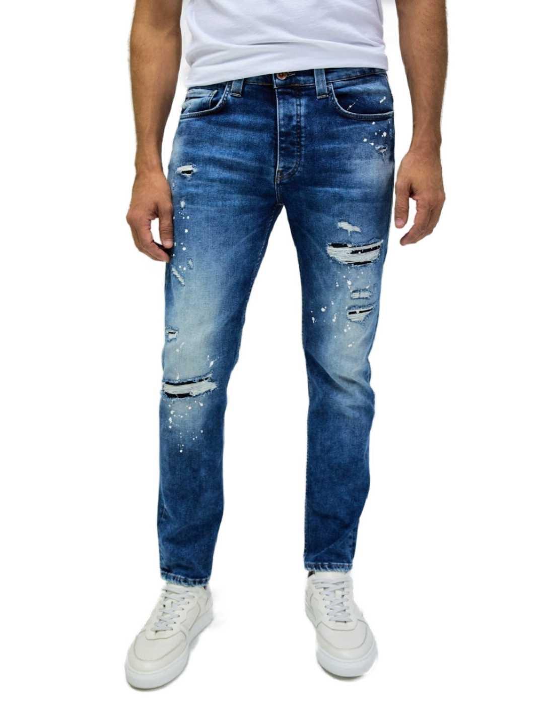 Pantalón vaquero Salsa slim roto marino desgastado de hombre