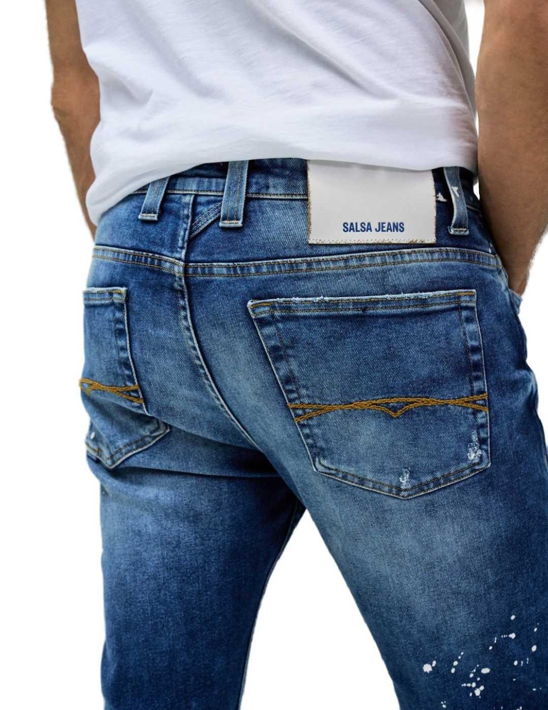 Pantalón vaquero Salsa slim roto marino desgastado de hombre