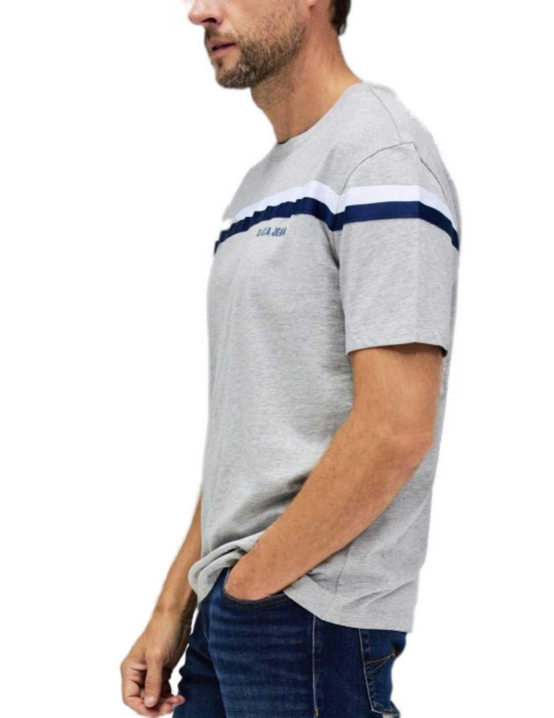 Camiseta Salsa regular fit gris claro manga corta de hombre