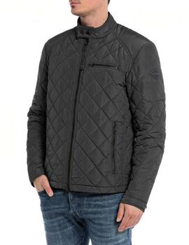 Chaqueta Replay acolchada cierre cremallera negra de hombre