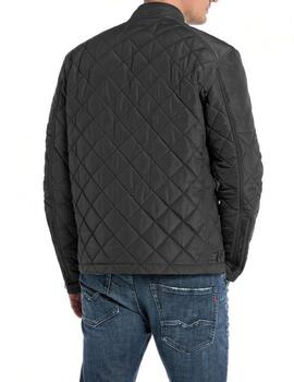 Chaqueta Replay acolchada cierre cremallera negra de hombre