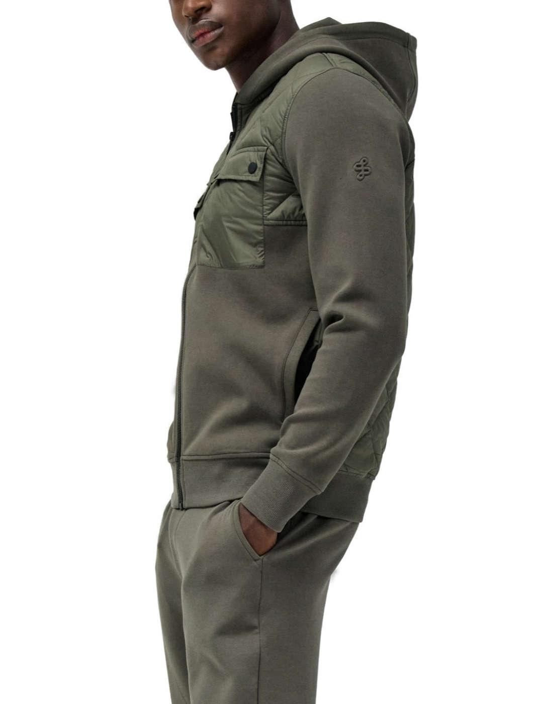 Chaqueta Salsa verde militar capucha guateada para hombre