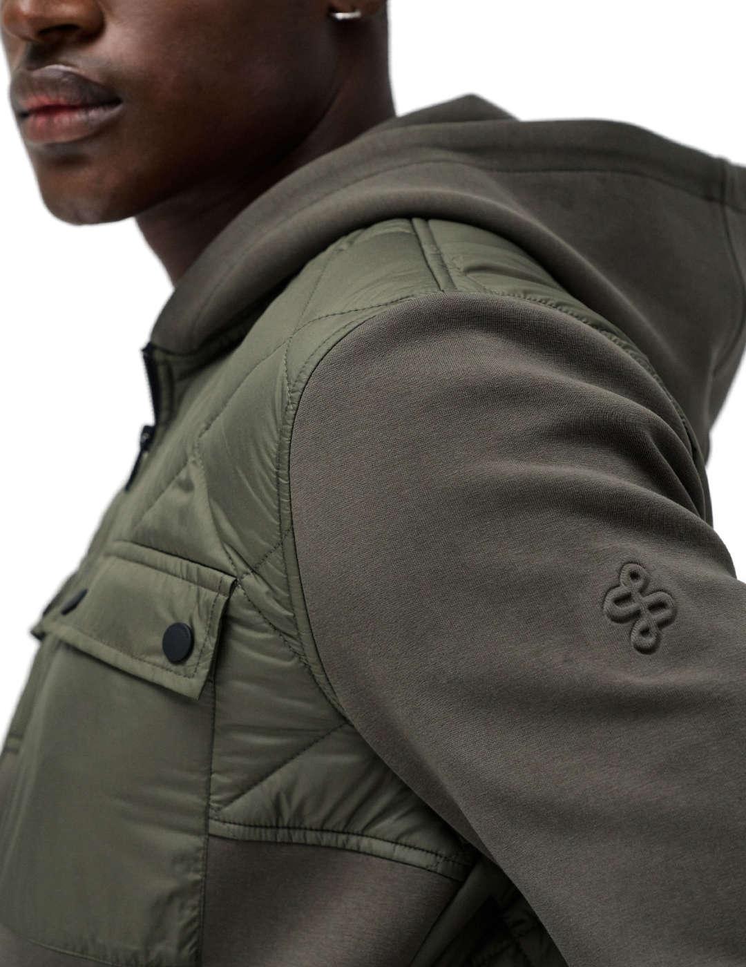 Chaqueta Salsa verde militar capucha guateada para hombre