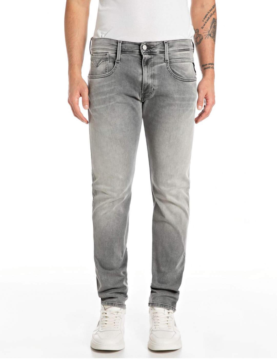 Pantalón vaquero Replay Hyperflex Anbass gris claro hombre