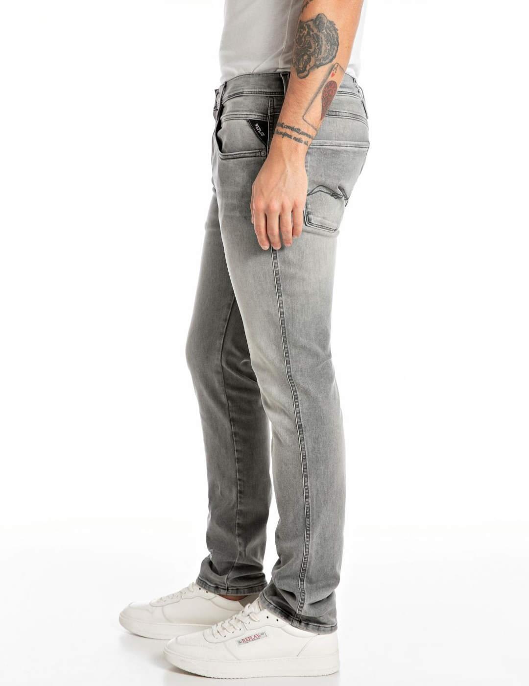 Pantalón vaquero Replay Hyperflex Anbass gris claro hombre