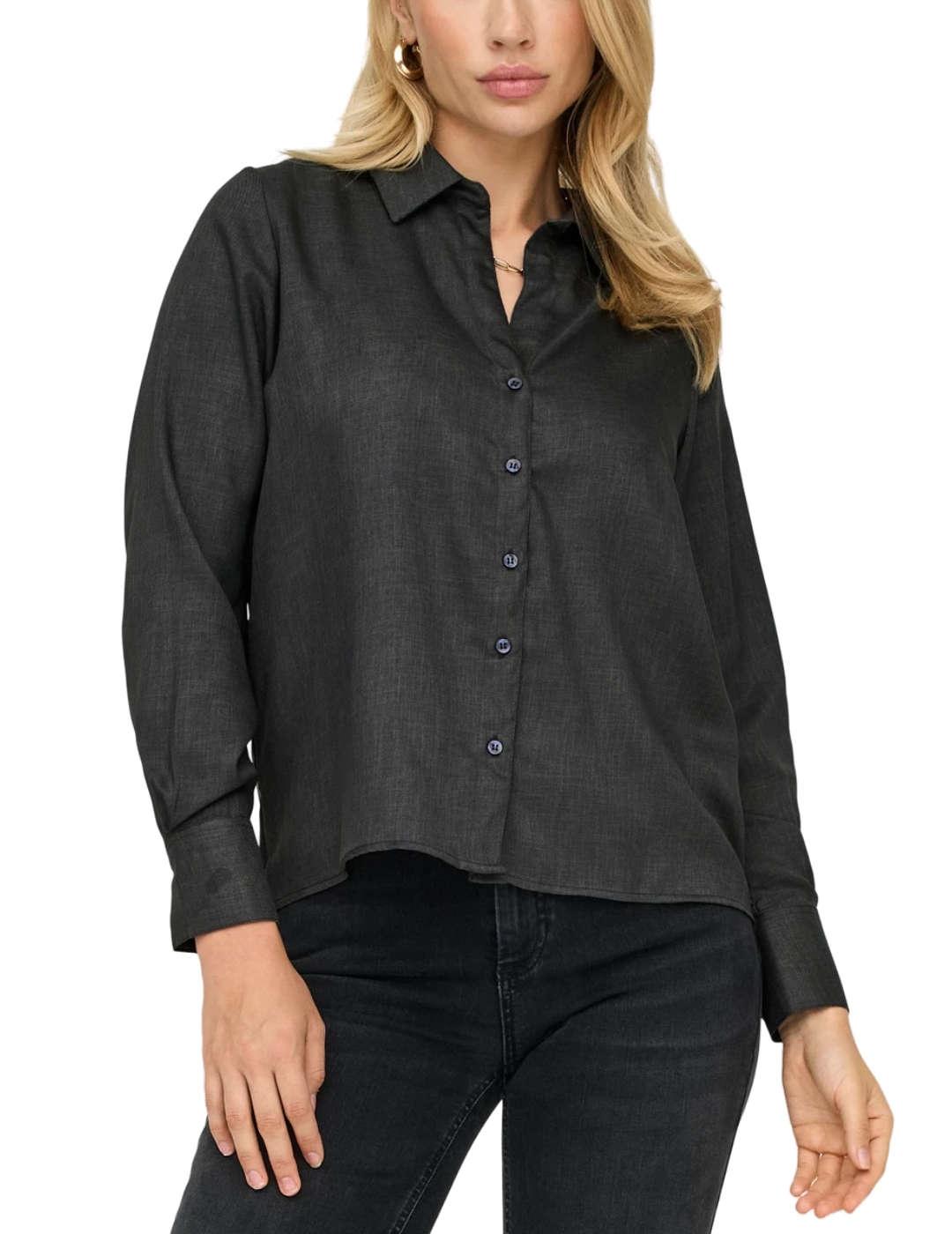 Camisa Only Lulu gris oscuro regular fit para mujer