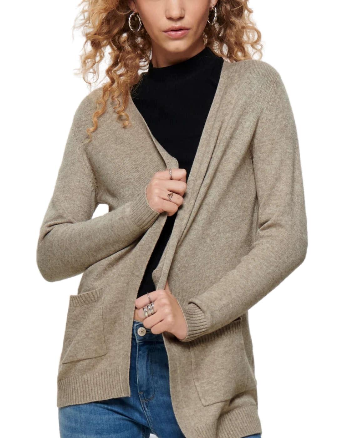 Chaqueta cárdigan Only Lesly beige jaspeado para mujer