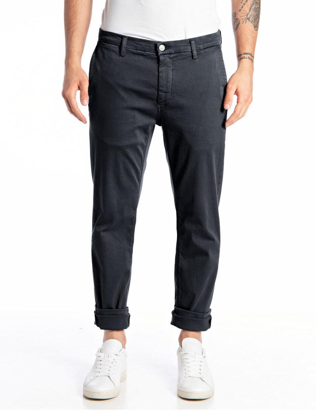 Pantalón chino Replay Hyperflex Zeumar gris para hombre