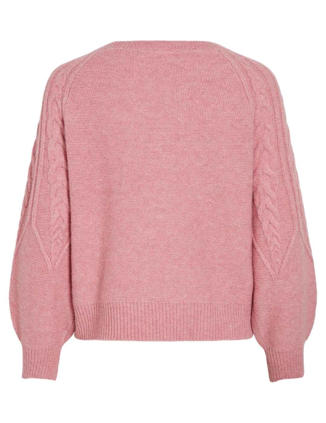 Jersey Vila Amada punto grueso rosa trenzado para mujer