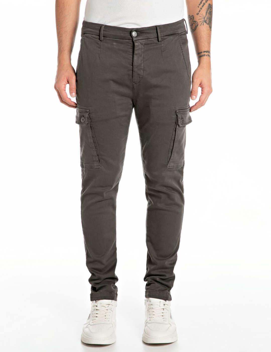 Pantalón cargo Replay Jaan gris slim fit para hombre