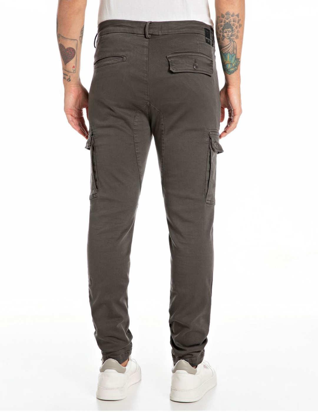 Pantalón cargo Replay Jaan gris slim fit para hombre