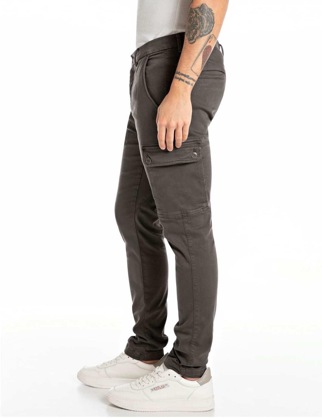 Pantalón cargo Replay Jaan gris slim fit para hombre