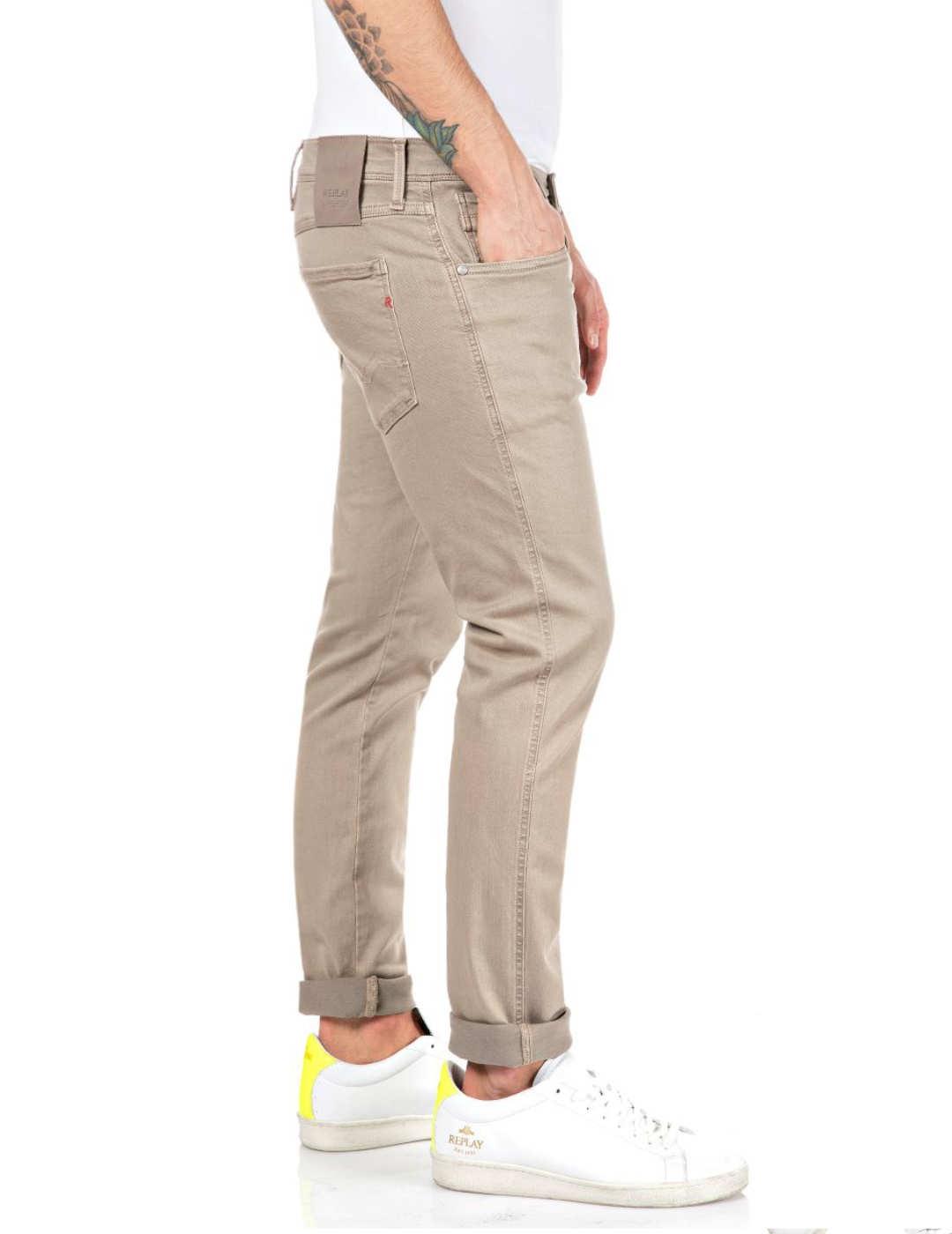 Pantalón vaquero Replay Ambass beige slim fit para hombre