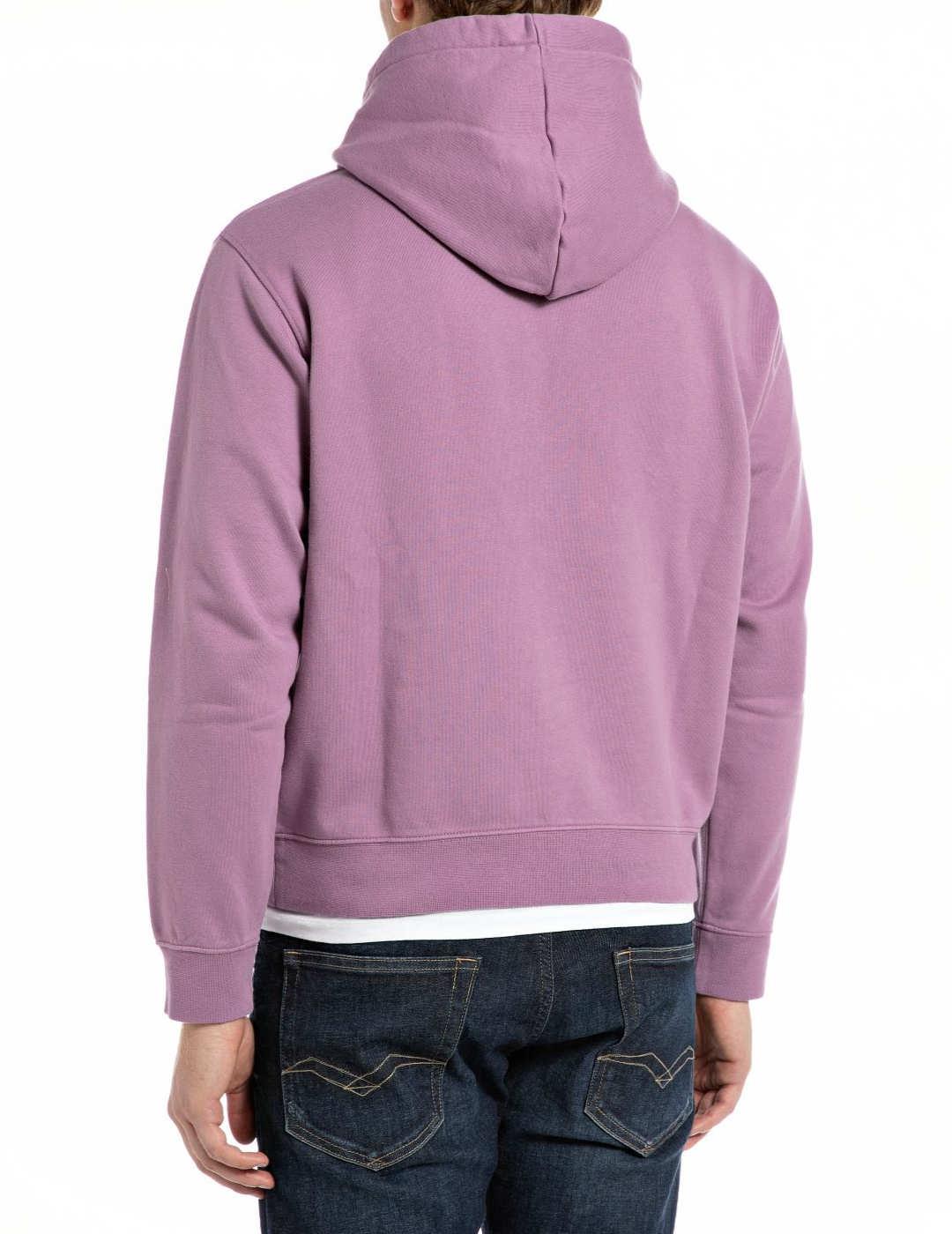 Sudadera Replay lila con capucha regular fit para hombre