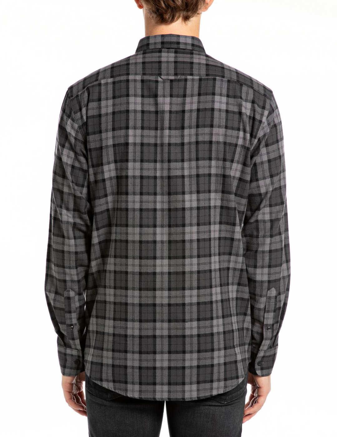 Camisa Replay gris estampado cuadro escocés para hombre