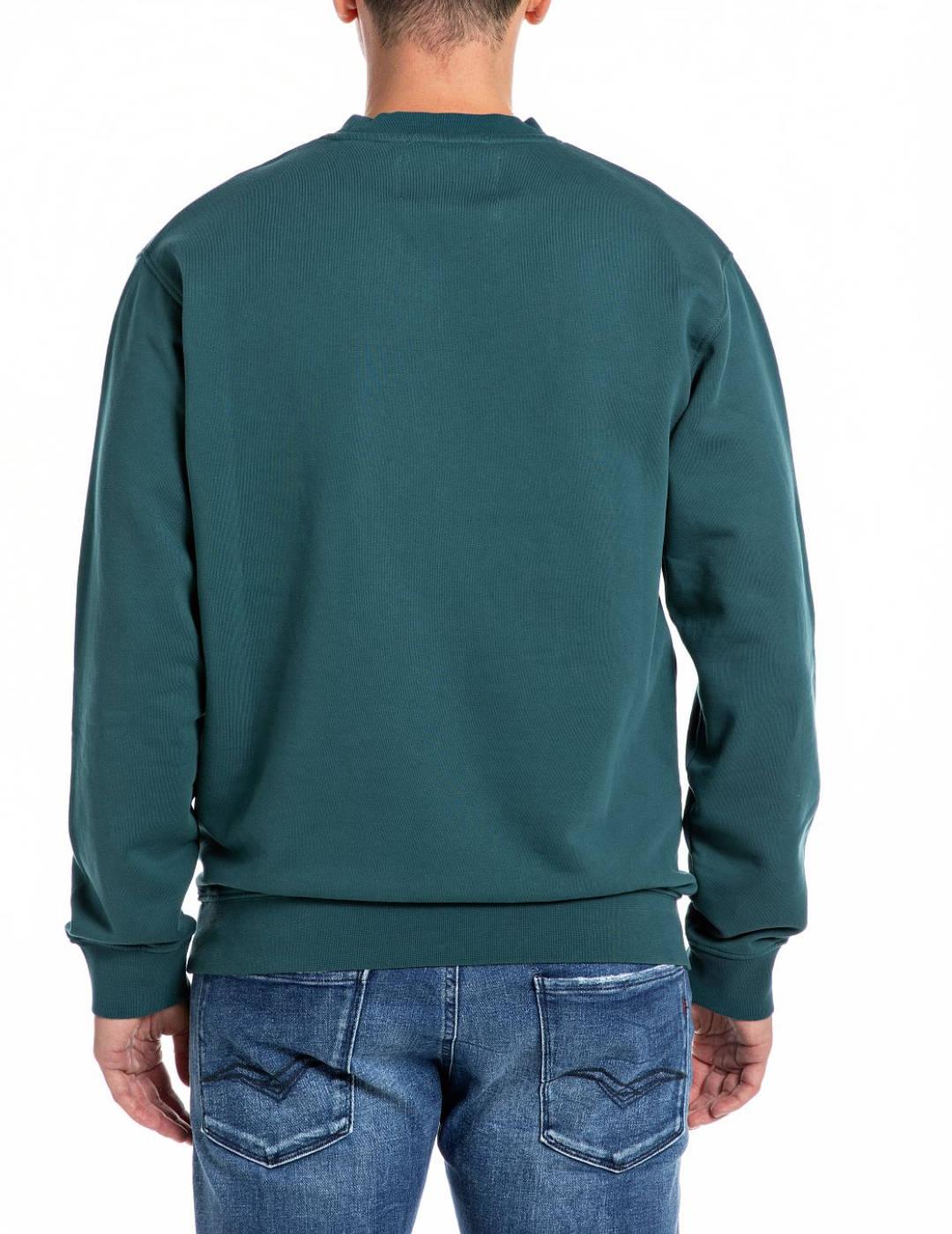 Sudadera Replay verde sin capucha para hombre