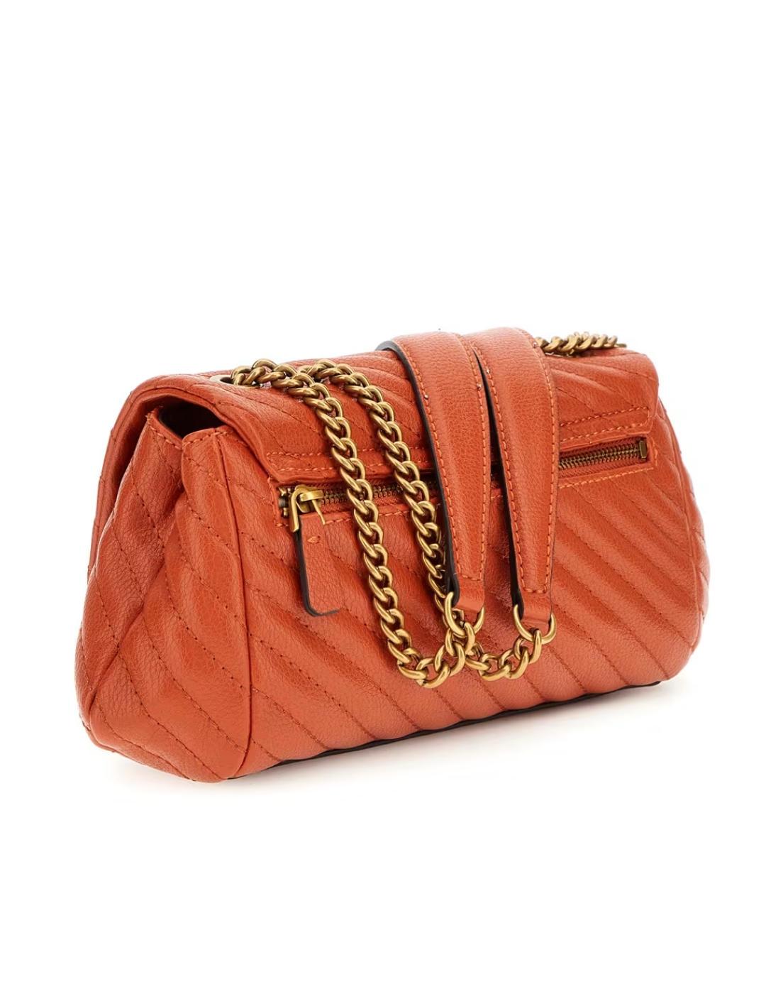 Bolso Guess Sela Xbody naranja guateado para mujer