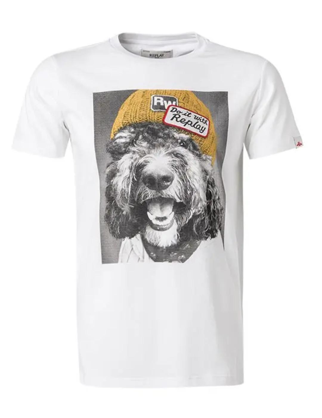 Camiseta Replay blanco perro manga corta para hombre