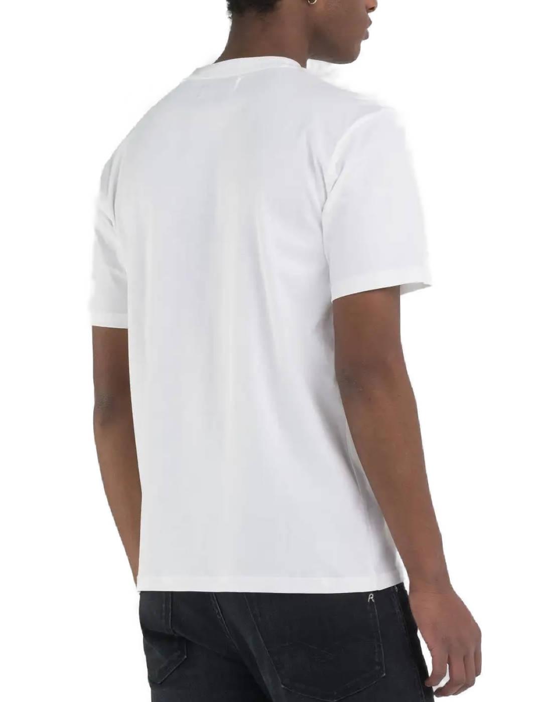 Camiseta Replay blanca manga corta estamapdos para hombre