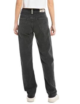 Pantalón vaquero Replay negro desfastado comfort para mujer