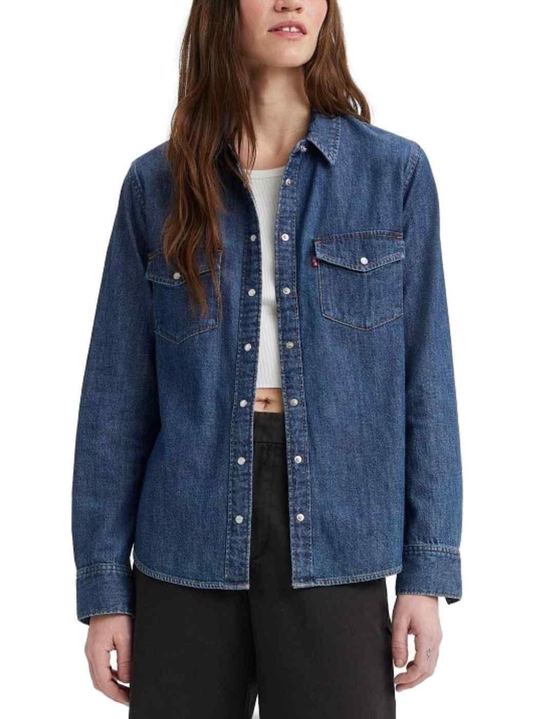 Camisa Levi´s denim azul oscuro regular fit para mujer