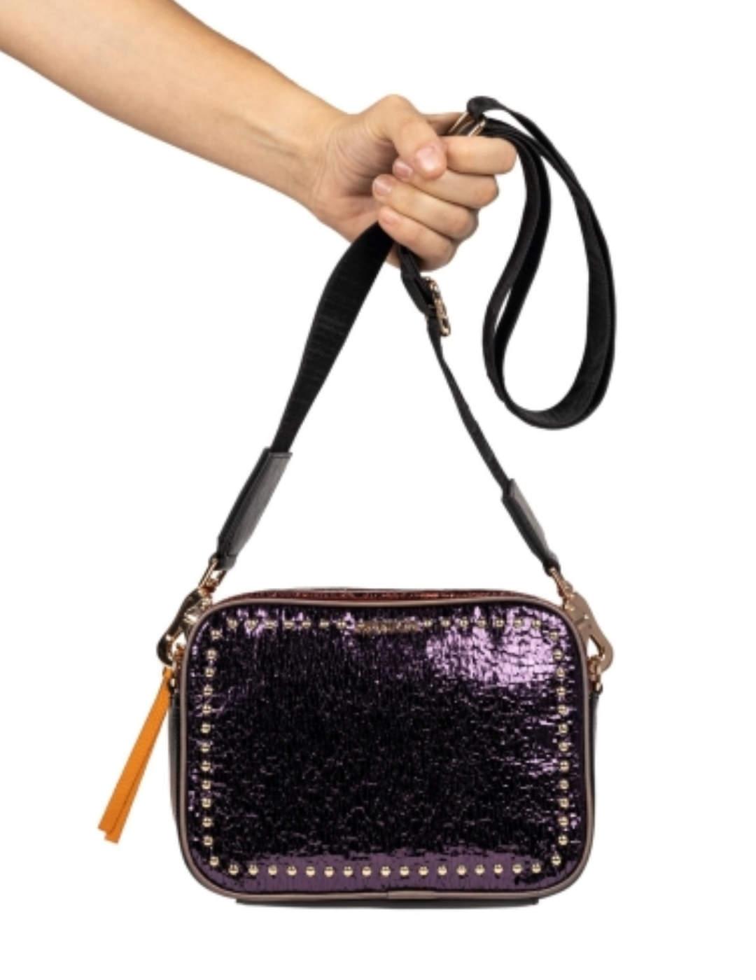 Bolso bandolera Munich morado metalizado para mujer