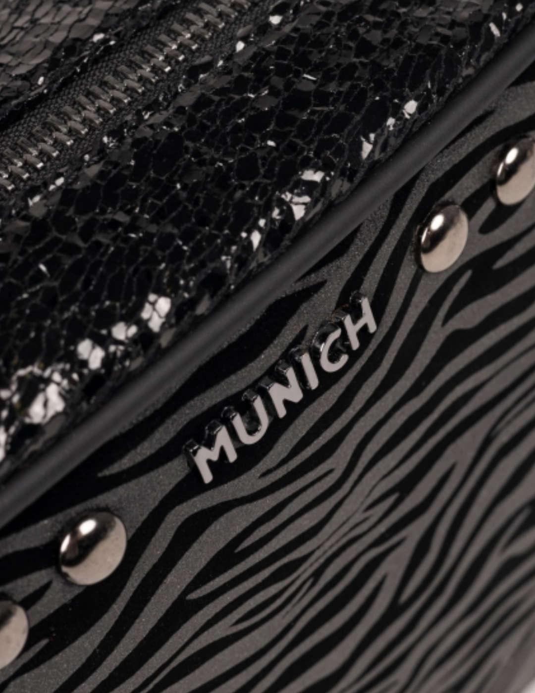 Bolso Munich negro estampado animal print metalizado mujer