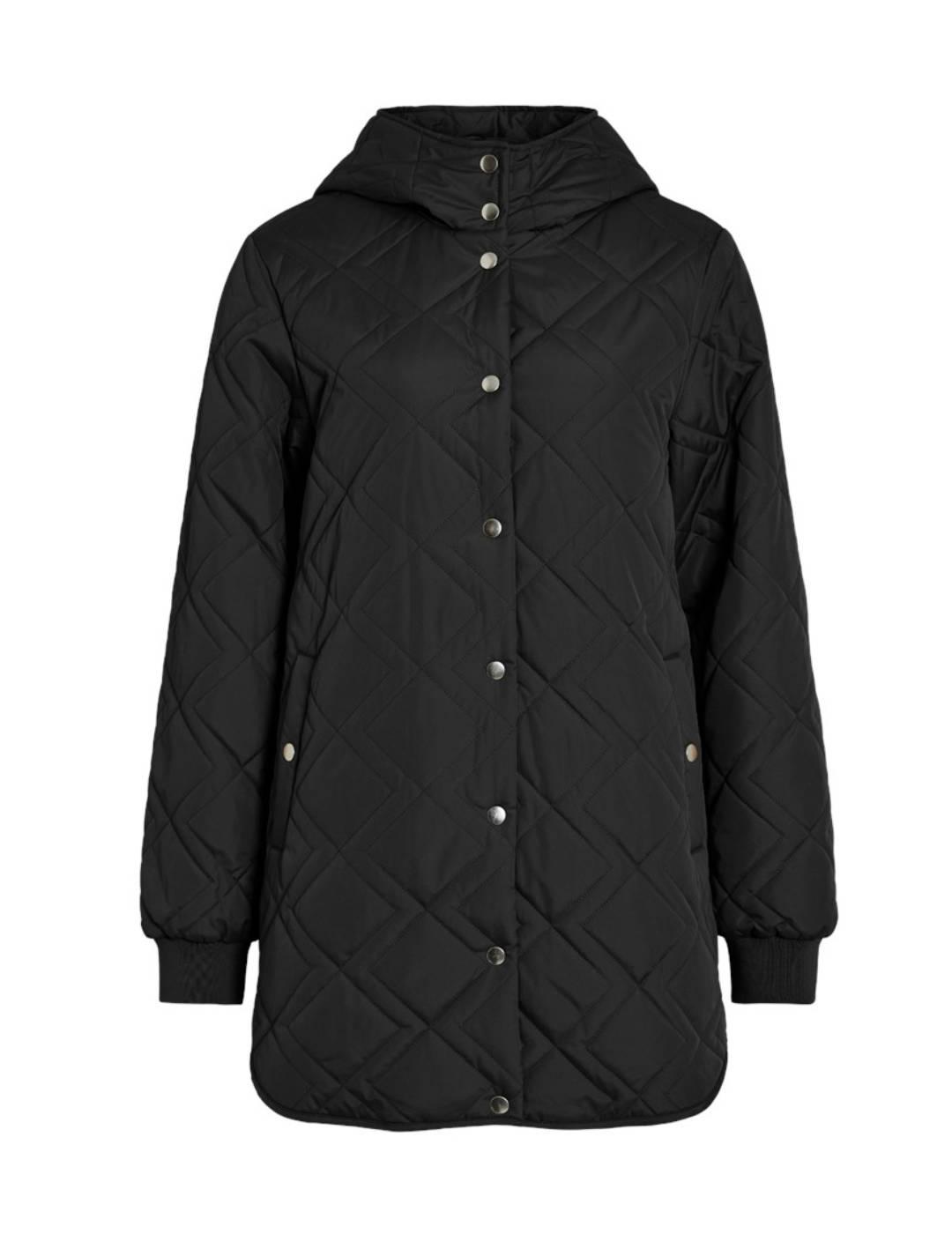 Parka Vila Jase negro guateada con capucha para mujer