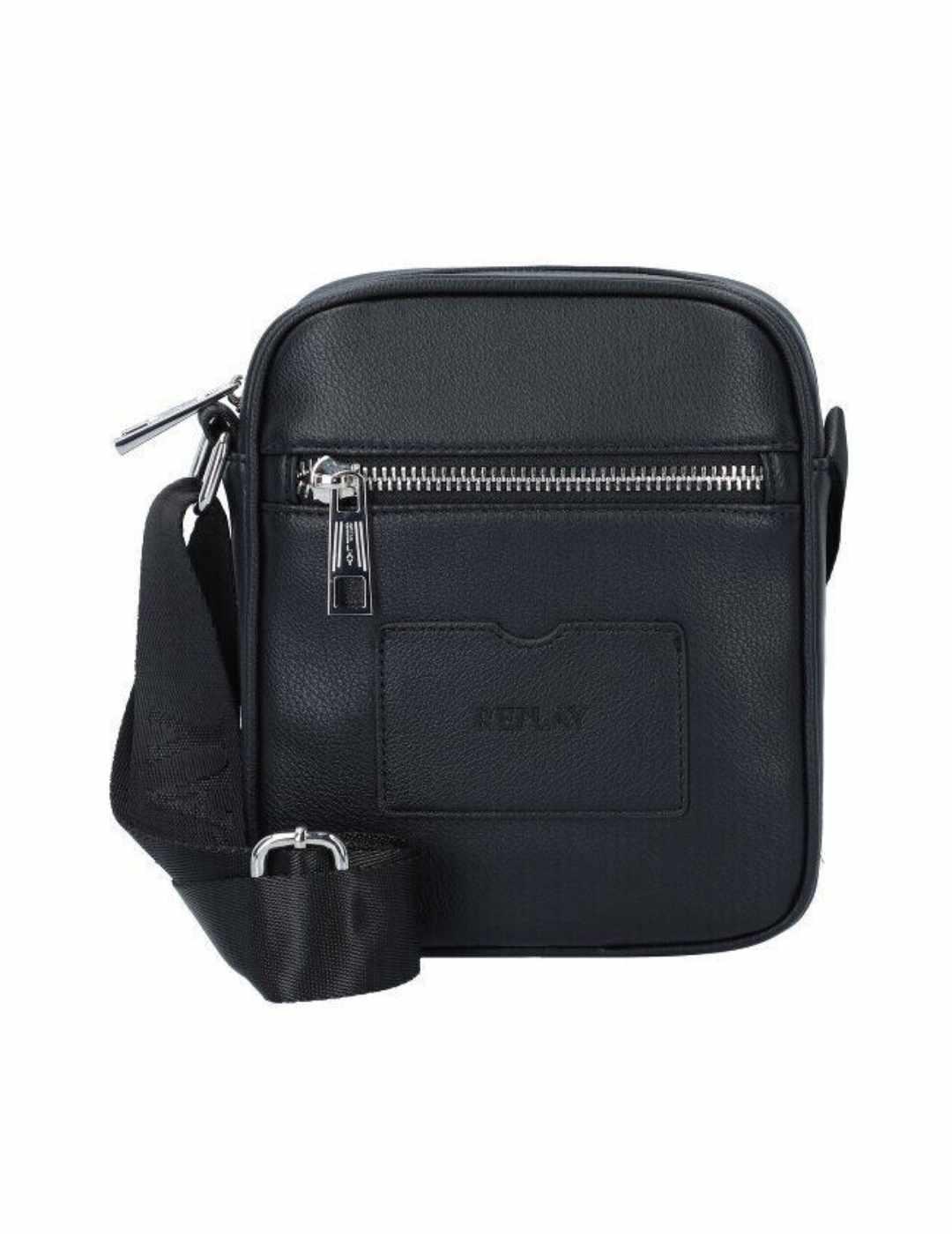 Bolso bandolera Replay negro de PU reciclado para hombre