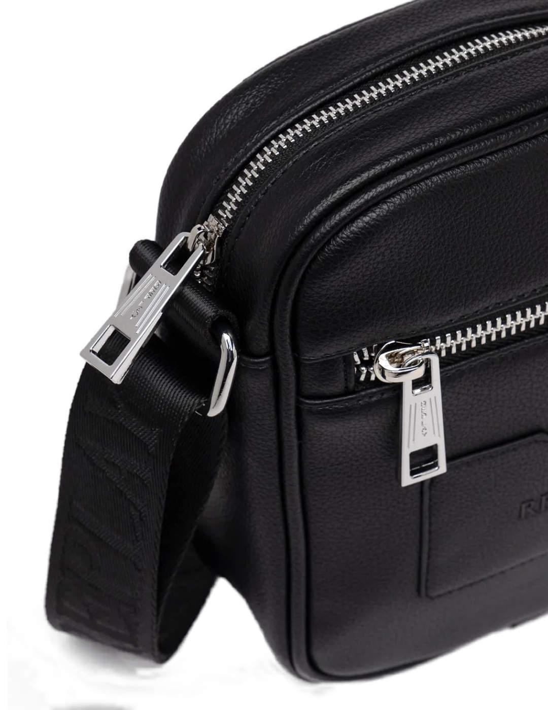 Bolso bandolera Replay negro de PU reciclado para hombre