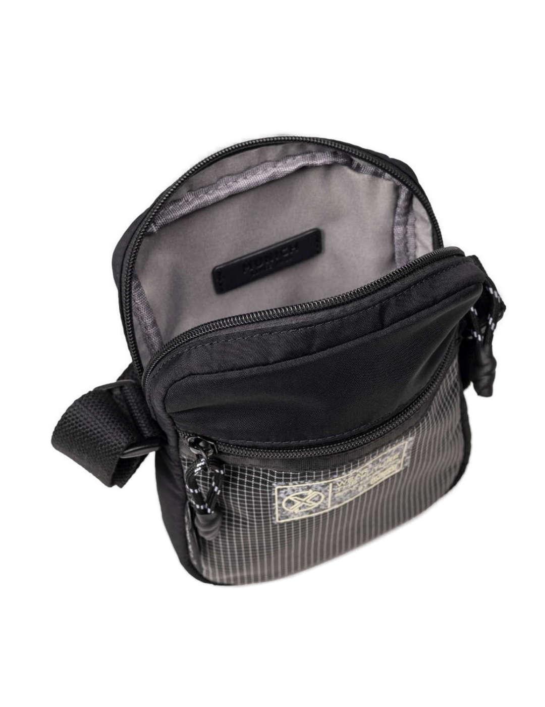 Bandolera Munich bolsillo frontal negra y gris para hombre