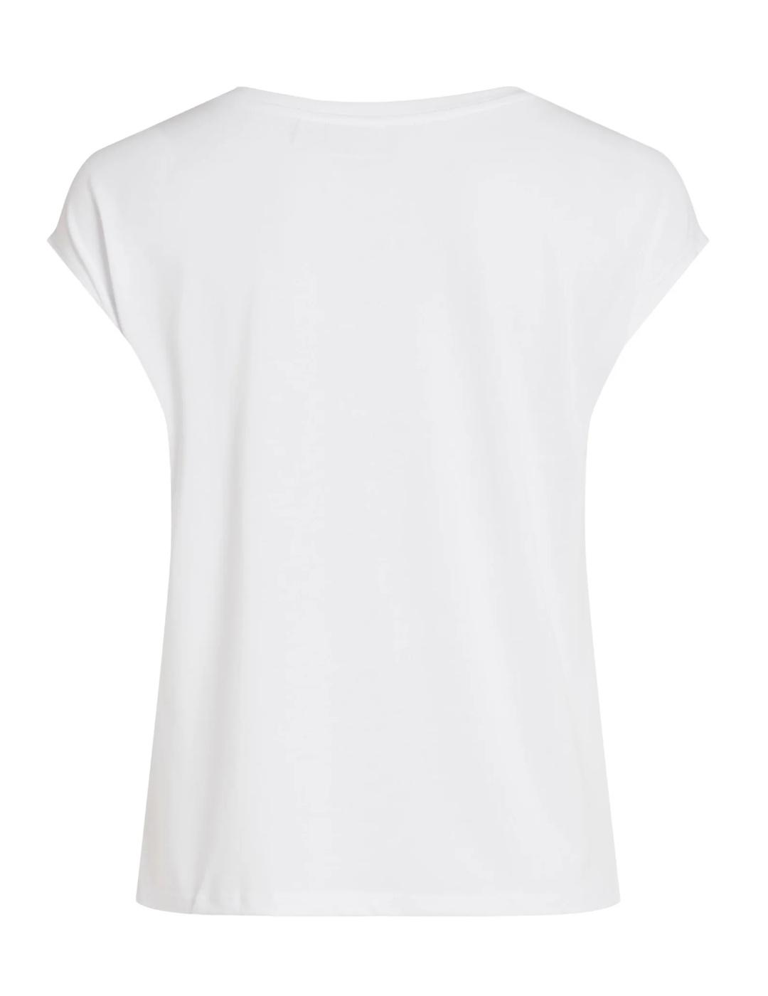 Camiseta Vila Modala blanco manga corta cuello pico de mujer