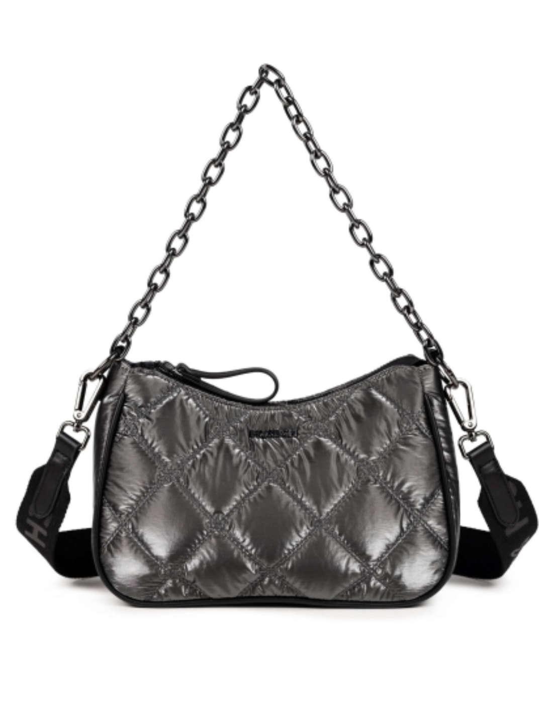 Bolso Munich acolchado color gris metalizado para mujer